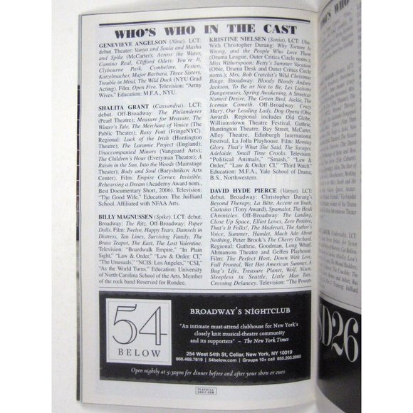 Vanya Sonia Masha Spike Playbill November 2012 Sigourney Weaver David Pierce - Picture 6 of 7